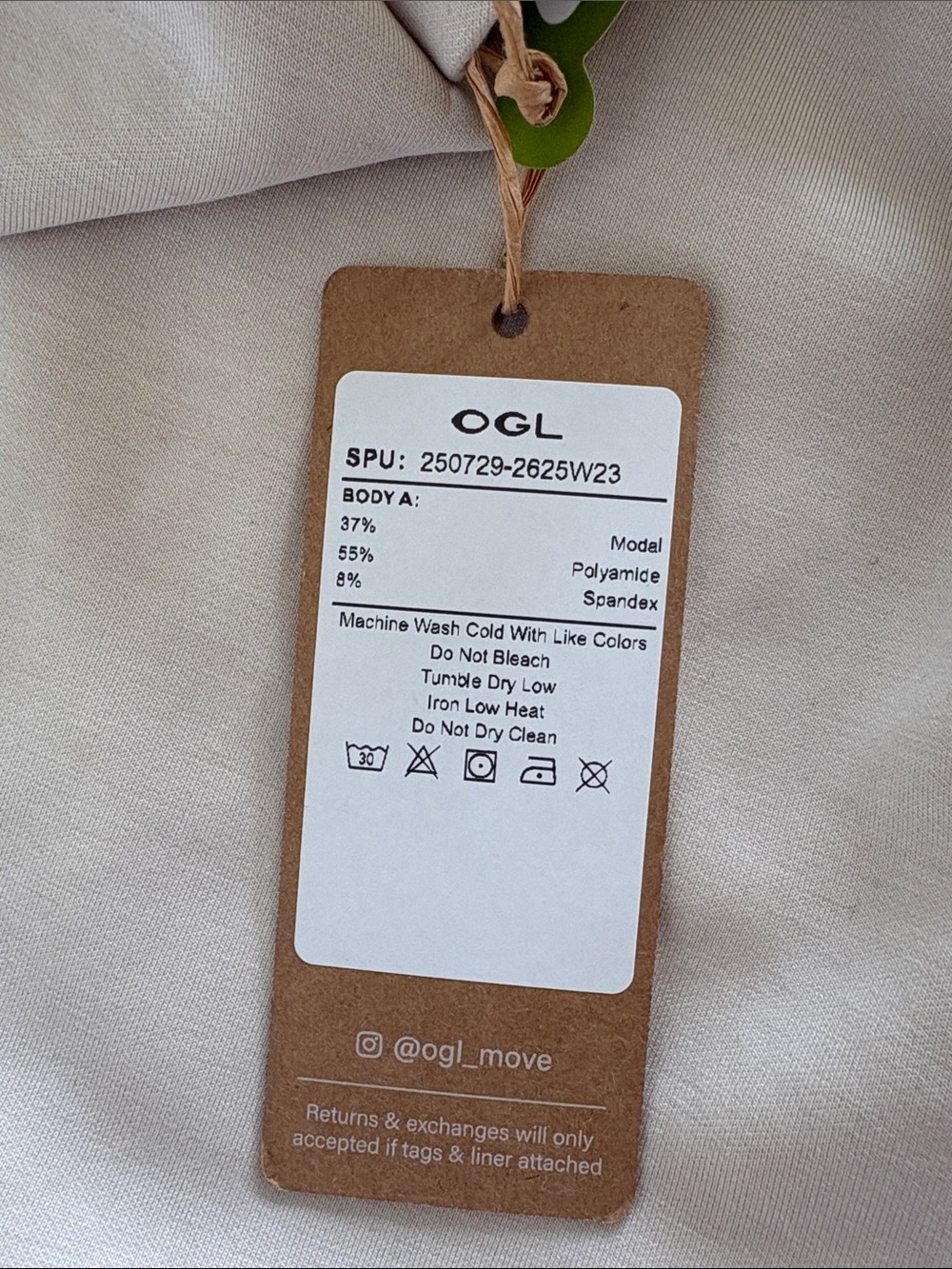 NWT OGL Luxuriously Soft Crewneck Top with Three-Quarter Sleeved in Ash Ivory - Picture 5 of 5